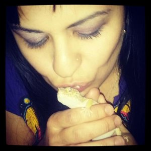 Giving Rex a kiss